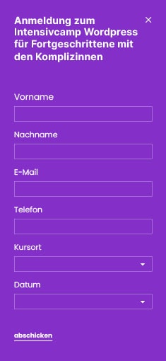 Individuell konfigurierbares Formular für Online-Eventnameldungen